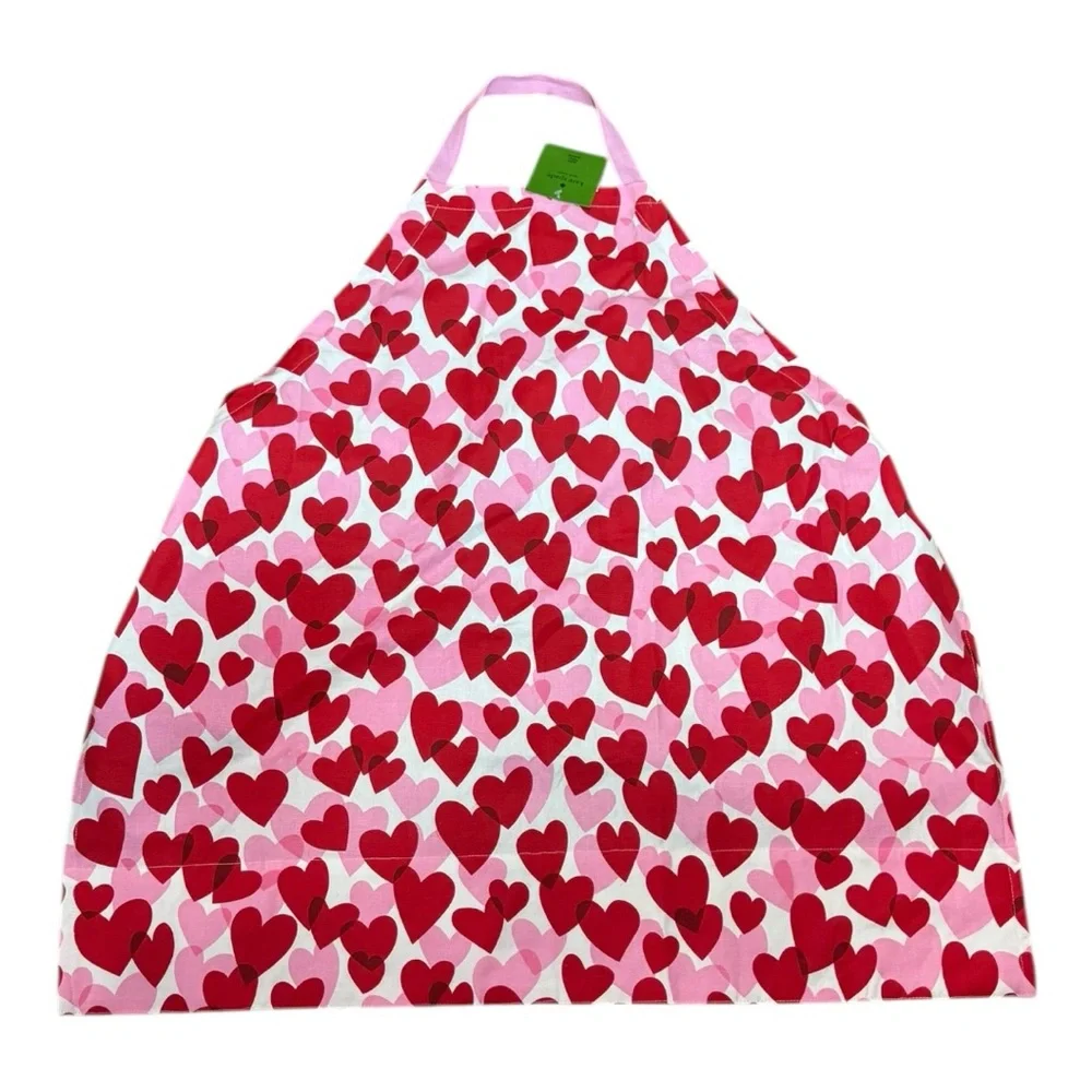 Kate Spade New York Heart Print Apron Pink Red Cotton Valentine NWT